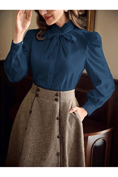 Iuliashop Bluză de damă Melania, bleumarin - S