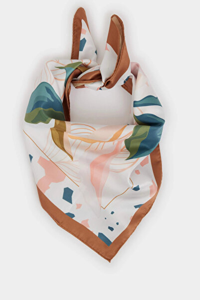 DeFacto A0785AXWT1 وشاح نسائي أبيض من الساتان المزخرف