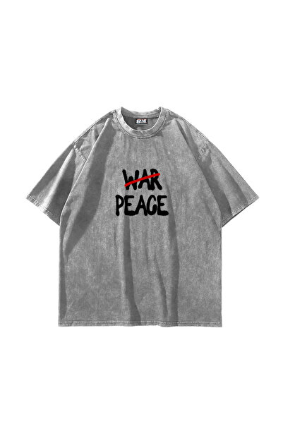 Bak Moda Don't War με τύπωμα oversized Unisex Πλενόμενο Λευκό T-shirt