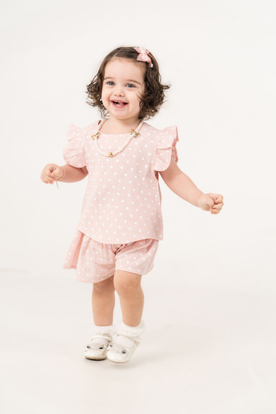 JNF kids Baby Girl Summer Polka Dot Stylish Set with Necklace Gift
