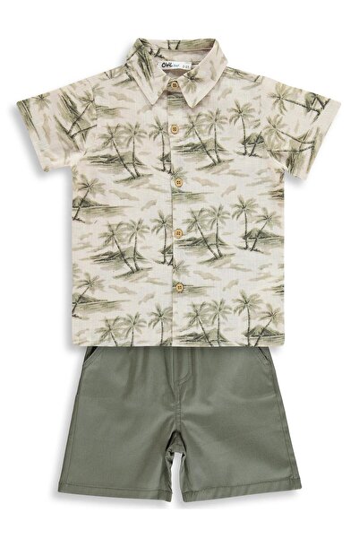 Civil Boys Palm Tree Patterned Set for 2-5 Years - Khaki