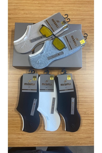 Mısırlı Dikişsiz Bambu Kumaş Erkek Sneakers Çorap 12 adet 4 siyah 2 laci2 gri...