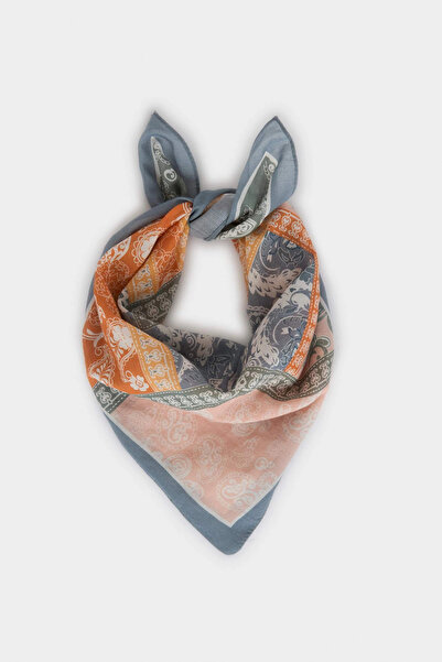 DeFacto A0671AXBE106 باندانا قطنية منقوشة باللون الأزرق للنساء
