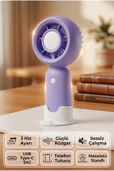 indirimsevinci USB Şarjlı Taşınabilir Mini Serinletici Fan Sessiz 3 Kademeli ...