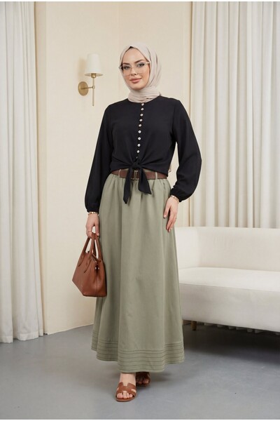 Modamorfo Πουκάμισο Modal με δεμένη φούστα, ελαστική μέση και μανίκια με κουμ...