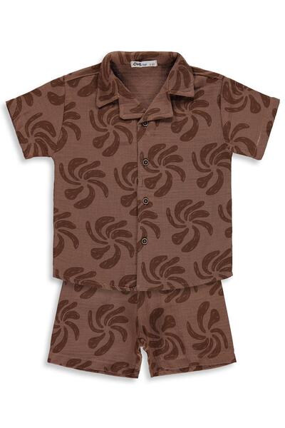 Civil Boys 2-5 Years Old Set with Empirme Shirt - Brown
