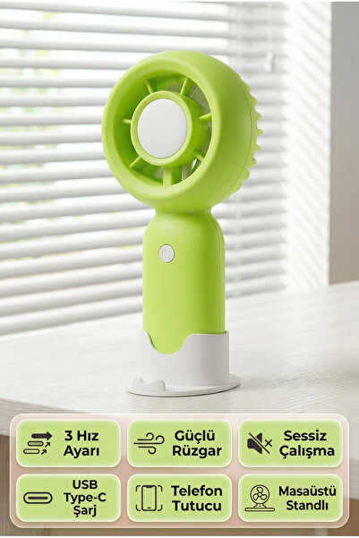 indirimsevinci USB Şarjlı Taşınabilir Mini Serinletici Fan Sessiz 3 Kademeli ...
