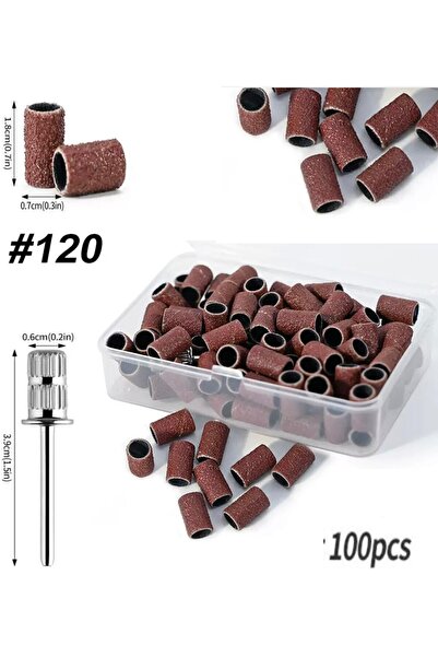 SİNKA 100 Adet Zımpara Törpü + 1 Adet Başlık Nail Art Tırnak Freze Uyumlu Oje...