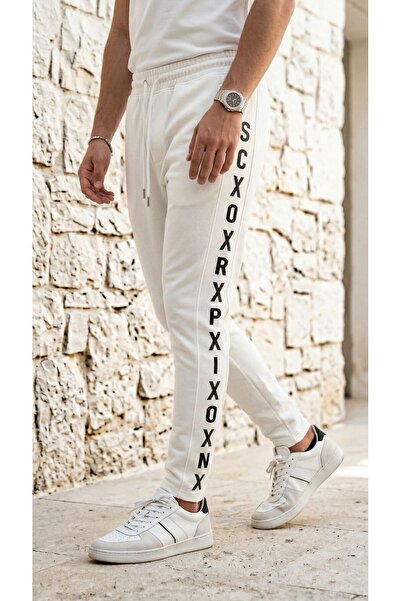 Plus Scorpion Erkek Slim Fit Eşofman Altı – Yazılı Şerit Detaylı, Dar Paça Jo...