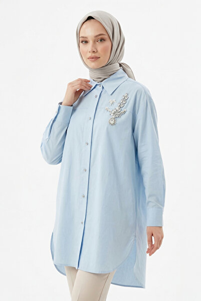 Lale Butik Λεπτομερές πουκάμισο Levidor Stone 230138 Μπλε