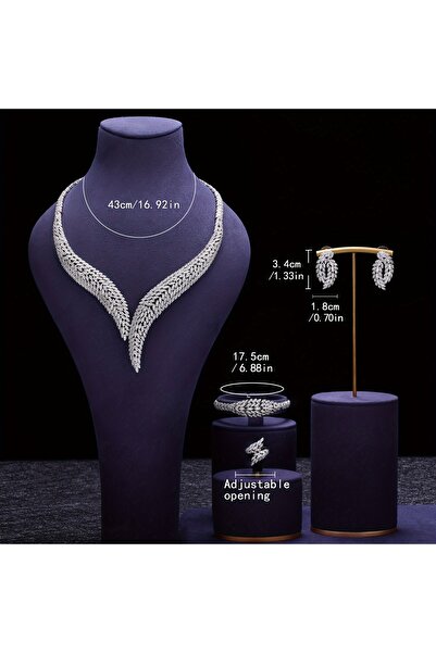 jewerlystore Luxury Saudi bridal wedding 4-piece jewelry set, suitable for we...