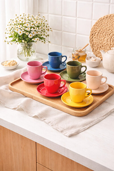 Tutku Home Rainbow Serisi 6 Kişilik Parlak Seramik Fincan Takımı