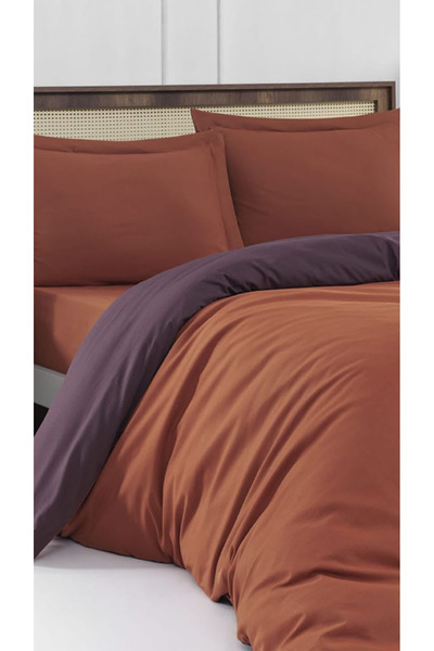 LAURUS HOME Double Duvet Cover Set Double Color Orange/Purple