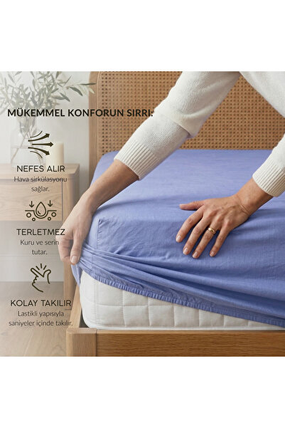 Prime Sleeks 100% Cotton Double Fitted Sheet 160X200 cm Poplin Fabric