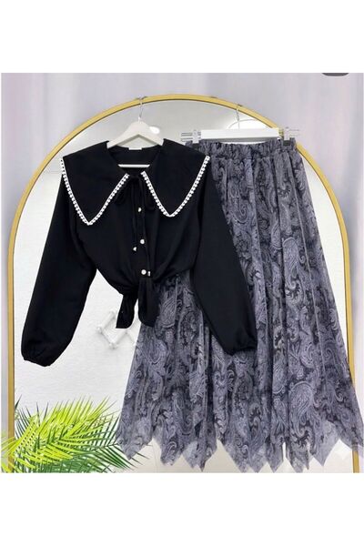 VOLT CLOTHİNG ΜΑΥΡΟ ΣΕΤ ΜΕ ΠΟΥΚΑΜΙΣΟ FISTO ΚΑΙ ΑΣΥΜΜΕΤΡΙΚΗ ΦΟΥΣΤΑ ΣΙΦΟΝ