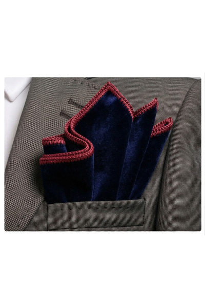 Exve Exclusive Μαντήλι τσέπης με γιακά, μονόχρωμο σε μπλε ναυτικό, με μπορντό...