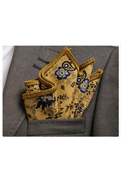 Exve Exclusive Χειροποίητο πλεκτό μαντήλι τσέπης με πολύχρωμα λουλούδια σε βα...