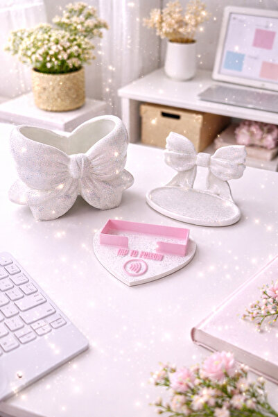 florealFlowers مجموعة منظمات الطاولة بتصميم فيونك |   صندوق زخرفي لامع وحامل ...