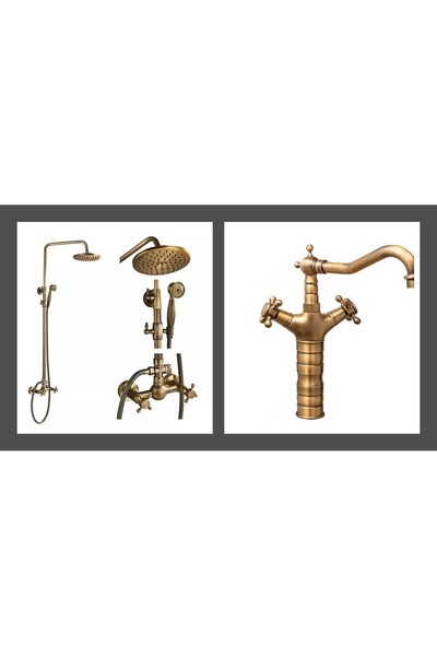 Trendy's Σετ Ντους και Βρύση Νιπτήρα TRENDY’S – Φινίρισμα Αντικέ Μπρούτζο, Το...