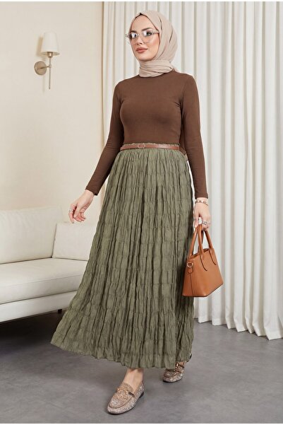 Modamorfo Φούστα Gipeli Modal με επένδυση - πράσινη