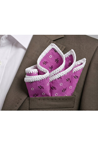 Exve Exclusive Χειροποίητο πλεκτό μαντήλι τσέπης με λουλουδάτο σχέδιο σε ροζ ...