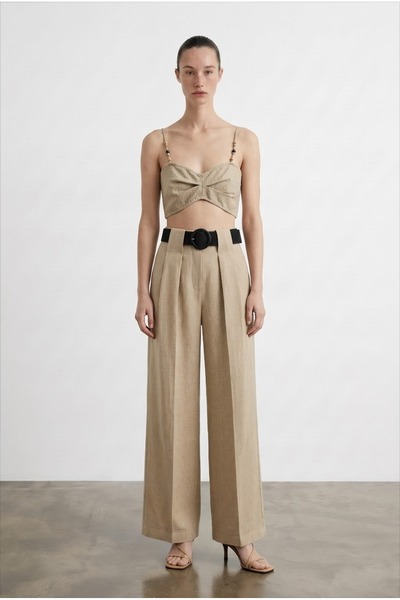 Quzu Γυναικείο παντελόνι ζώνης με λεπτομέρειες