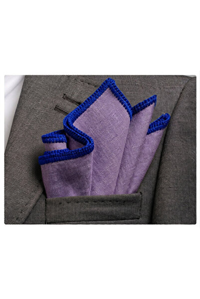 Exve Exclusive Λιλά Μωβ Χρώμα Λινό Μαντήλι Ναυτικό Μπλε Χειροποίητο Πλεκτό Αξ...
