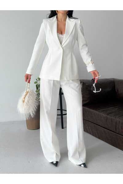 MYGİYİMİSTANBUL Σακάκι με πιέτες στη μέση, κοστούμι με φαρδύ παντελόνι