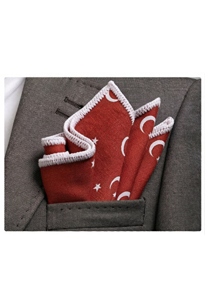 Exve Exclusive Κόκκινο και λευκό μαντήλι τσέπης με τουρκική σημαία, υφαντό, χ...