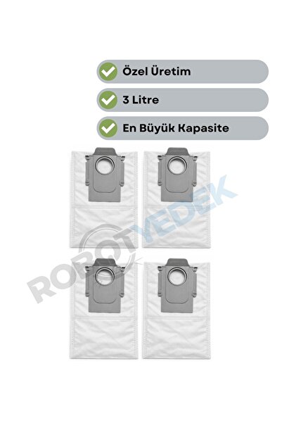 robotyedek Σακούλα σκόνης συμβατή με Roborock QRevo Master, 4 τεμάχια