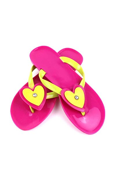 mm Women's slippers, rubber flip-flops 2137-HEART-FUXIA