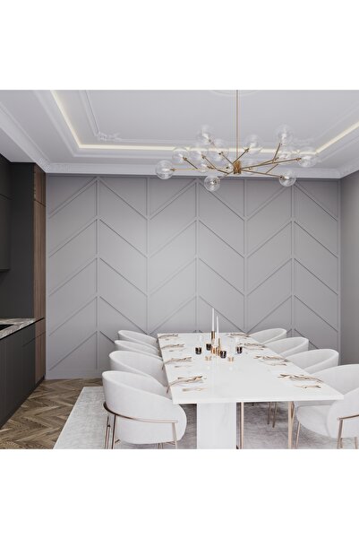 Decomacro Boyanabilir Modern Duvar Çıtası – Geometrik Zigzag (Chevron) Desenl...