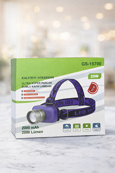kialed Şarjlı LED Kafa Lambası USB 2000 Lümen Zoomlu Su Geçirmez Kafa Feneri ...