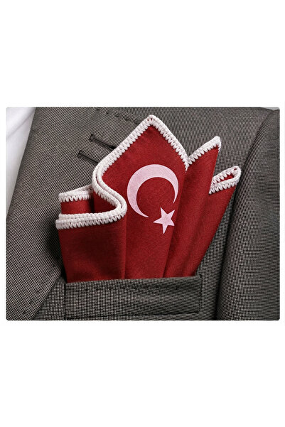 Exve Exclusive Κόκκινο και λευκό μαντήλι τσέπης με τυπωμένη τουρκική σημαία κ...