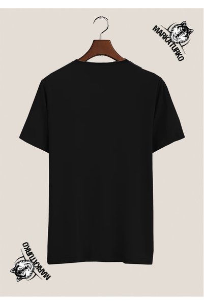 MarkaTurko Intelligence Cube Special Design Printed Black T-Shirt