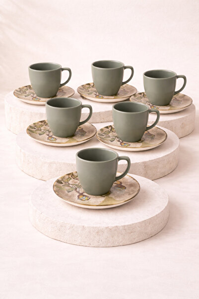 Tutku Home Green Magic Serisi 6 Kişilik Seramik Fincan Takımı