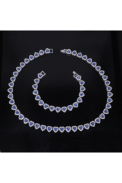 Choice11 Blue Set ZAKOL 45CM New Hip Hop Tennis Chain Bracelet Necklace Shiny...