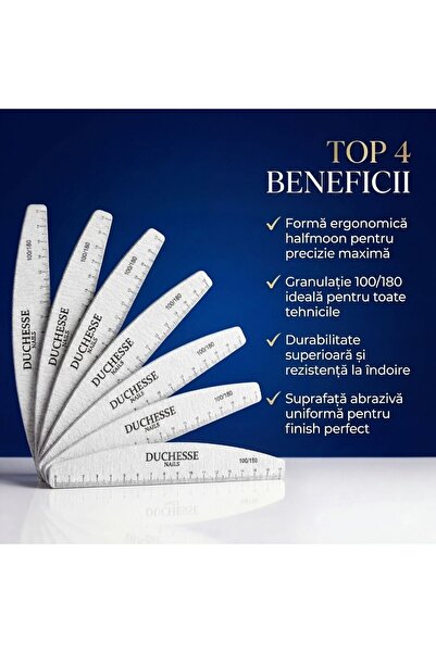 Duchesse Nails Σετ 25 Επαγγελματικών Λιμών Νυχιών, Ημισεληνοειδείς, Αντοχής 1...