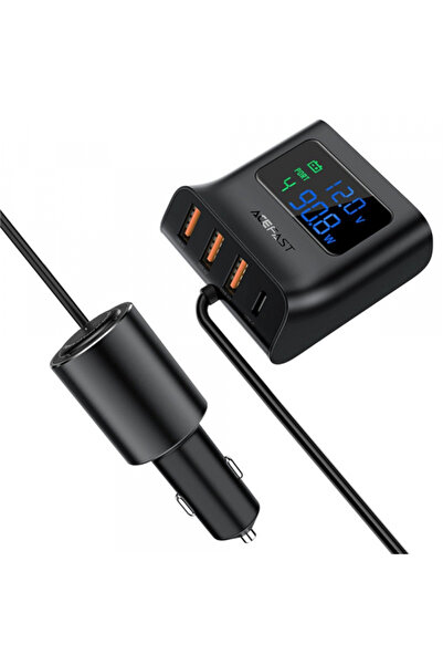 Acefast Incarcator Auto Acefast, 90W, 5A, 3 X USB-A - 1 X USB-C, Negru