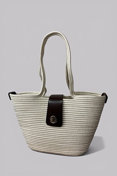 MaVaux Elira Halat Örgü Γυναικεία Δερμάτινη Τσάντα Παραλίας και Καθημερινής Χ...