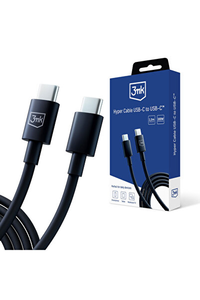 3MK - Data Cable Hyper - Ubs-C To USB-C, 100W, 5A, 1.2m - Black