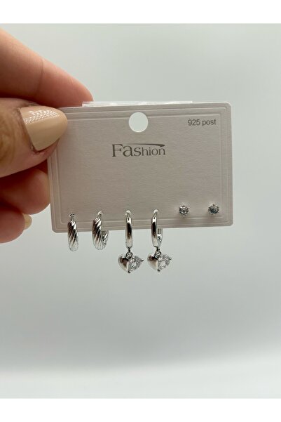 SEHERDEN Stone-Studded Dangling Heart Model Women's Set Earrings