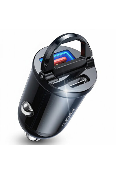 OEM Incarcator Auto Ainope, 30W, 5A, 1 X USB-A - 1 X USB-C, Negru