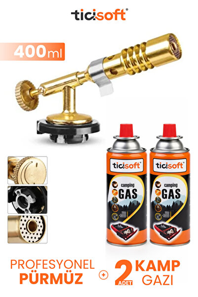 Ticisoft Pürmüz 1300° Gazlı Torch Jet Çakmak Alev Tabancası Pirinç Kaynakçı T...