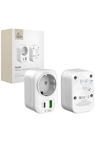 Tech-Protect Ta100 Αντάπτορας Ρεύματος Ταξιδίου για ΗΠΑ, 20W, 3A, 1 X Schuko ...