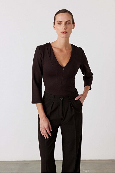 FACETTE Bluză cu fermoar Bitter Brown