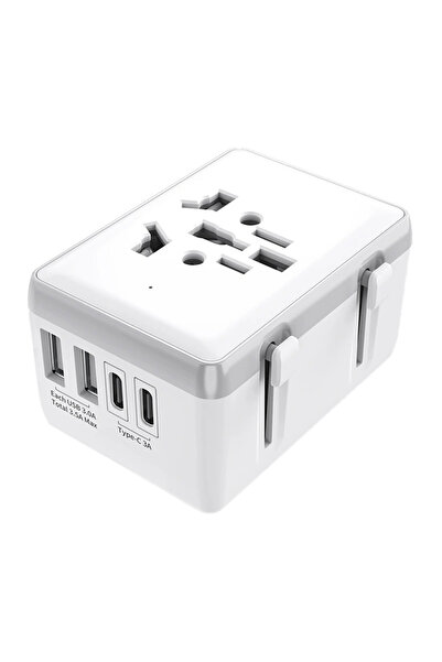 Stef's Cat Προσαρμογέας Ταξιδίου (HHt204A) - 15W, 2xUSB-C, 2xUSB, ΕΕ προς ΗΒ,...