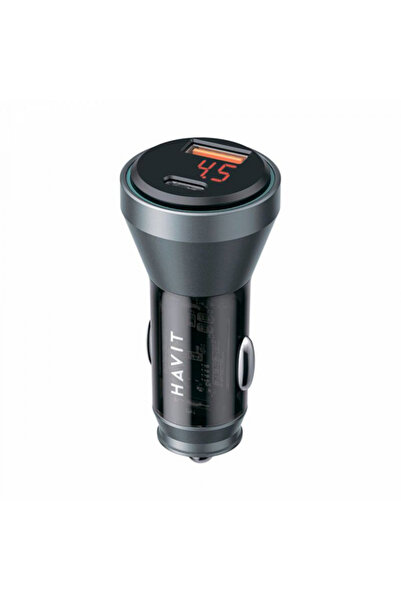 Havit Car Charger CC2017, 45W, 3A, 1 x USB-A - 1 x USB-C, Black Blue