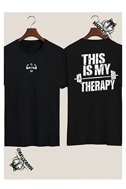 MarkaTurko Gym Special Design Double Side Printed Black T-Shirt