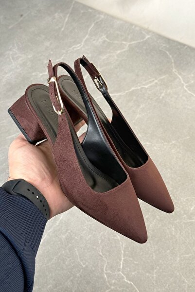 GOFFSHOES Γυναικεία παπούτσια με κοντό τακούνι και αγκράφα - Καφέ-Σουέντ